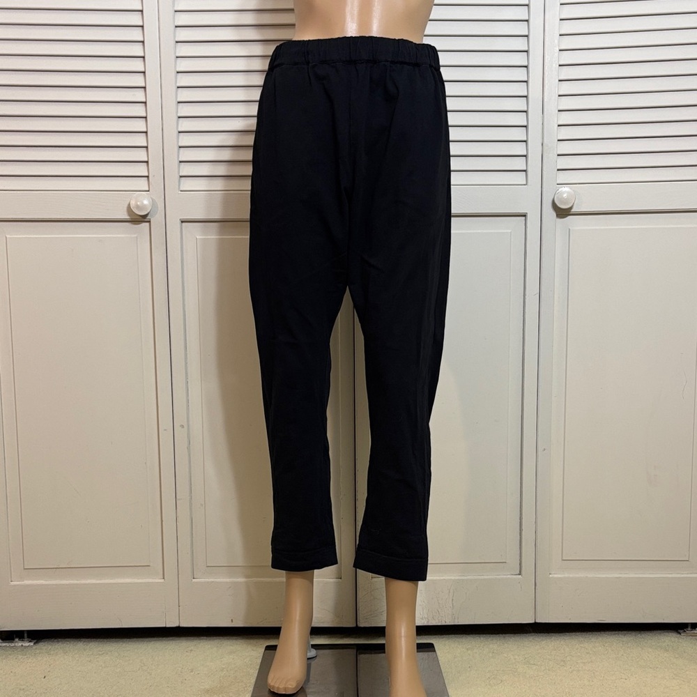 Bassike Black Cropped Lagenlook 100% Organic Cotton Pants Small